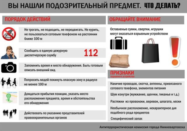 Памятка: что делать, если вы обнаружили подозрительный предмет