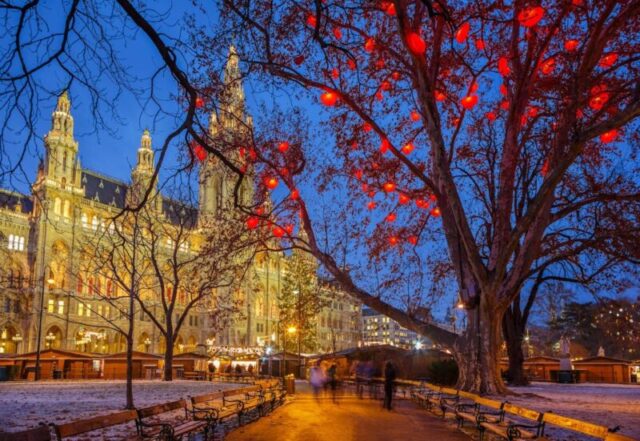 Ратуша Вены, украшенная к Рождеству